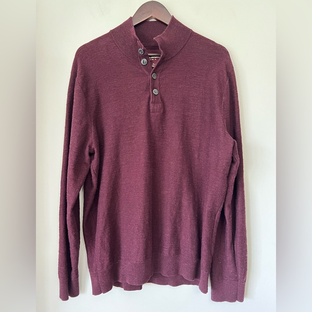 Alesbury Quarter Button Mens Sweater Mock Neck 100% Cotton Pullover Preppy Sz XL